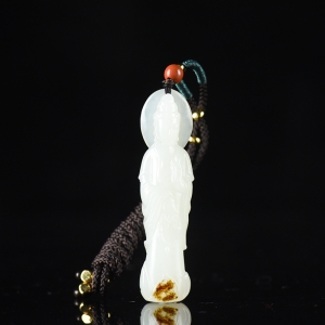 籽料和田白玉观音吊坠