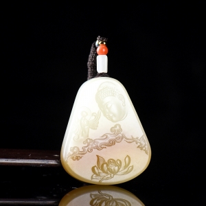 山料和田糖白玉悟道吊坠