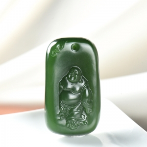 山料和田碧玉弥勒佛吊坠