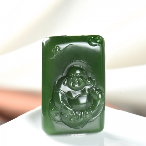 山料和田碧玉弥勒佛吊坠