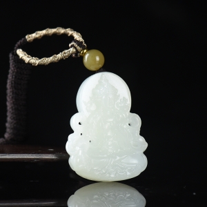 山流水料和田白玉度母吊坠