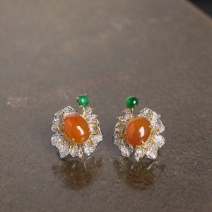 18K冰种红翡耳钉