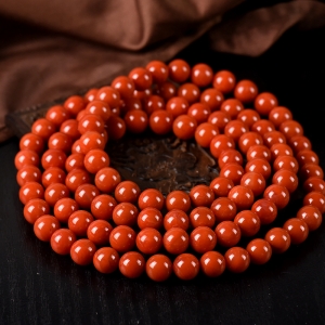 9.5mm柿子红南红108佛珠