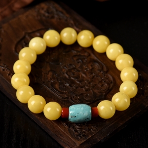 10mm鸡油黄蜜蜡单圈手串