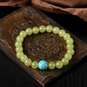 8mm山料和田黄玉单圈手串