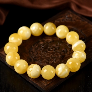 13.5mm白花蜜蜜蜡单圈手串