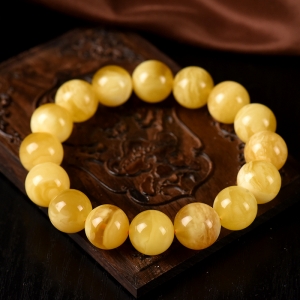 13.5mm白花蜜蜜蜡单圈手串