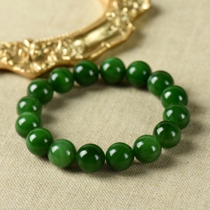 12mm山料和田碧玉单圈手串