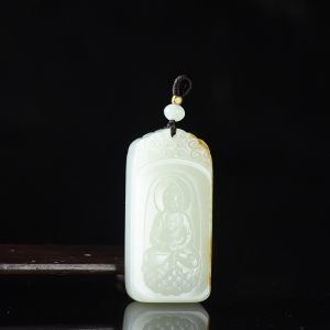 籽料和田白玉大日如来吊坠