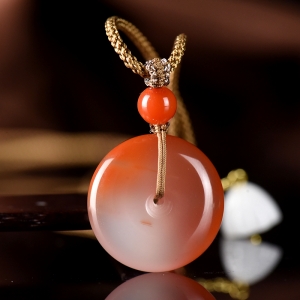 冰飘南红平安扣吊坠