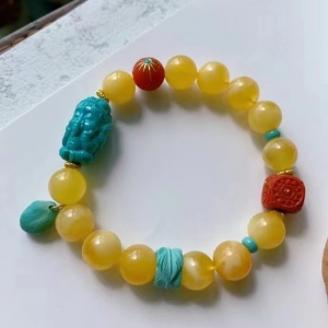 10mm鸡油黄蜜蜡单圈手串