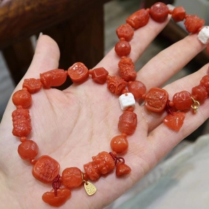 柿子红南红多宝单圈手串