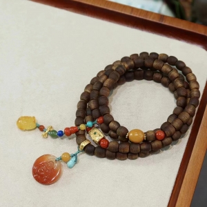 沉香老形珠招财进宝108佛珠