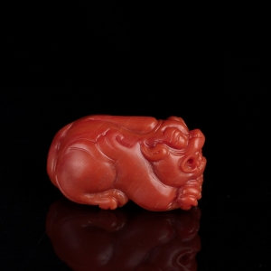 柿子红南红貔貅吊坠