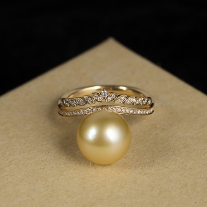 18K海水金色珍珠戒指