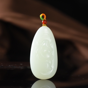 山流水料和田白玉弥勒佛吊坠