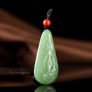 山料和田碧玉观音吊坠