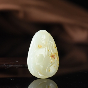 籽料和田白玉金玉满堂吊坠