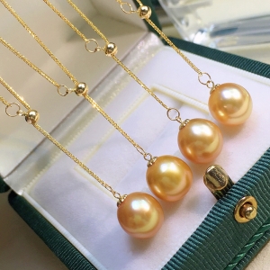 18K海水金色珍珠项链