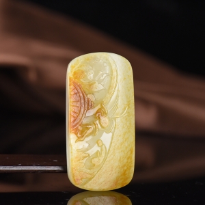 籽料和田白玉花开见佛吊坠