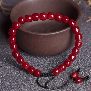 阿卡牛血红珊瑚桶珠单圈手串