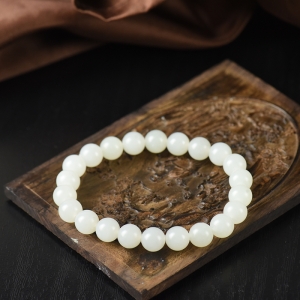 8mm籽料和田白玉单圈手串