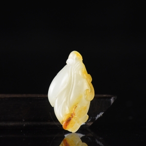 籽料和田白玉玉兰花吊坠