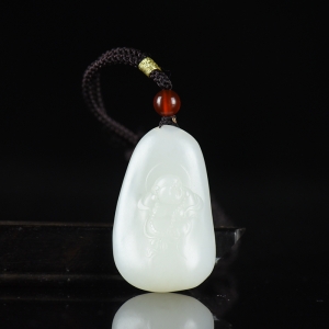 籽料和田白玉弥勒佛吊坠