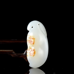 籽料和田白玉连中三元吊坠