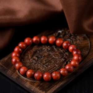 包浆料柿子红南红单圈手串