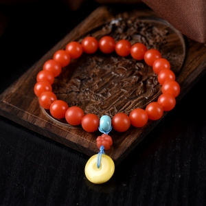 8.5mm柿子红南红单圈手串