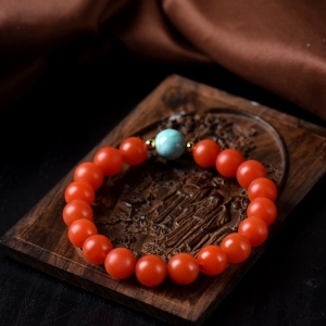 10mm柿子红南红单圈手串