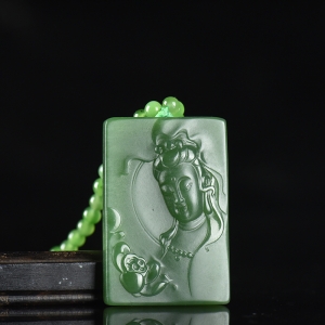 山料和田碧玉观音吊坠