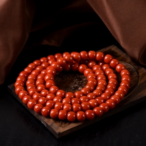 柿子红南红老形珠108佛珠