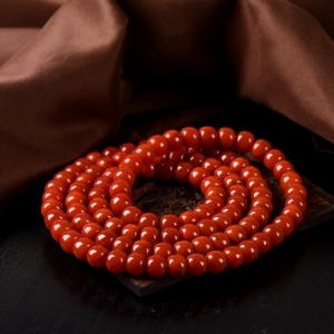 柿子红南红老形珠108佛珠