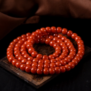 柿子红南红老形珠108佛珠