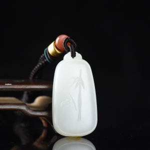 山流水料和田白玉竹节吊坠