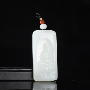 籽料和田白玉观音吊坠