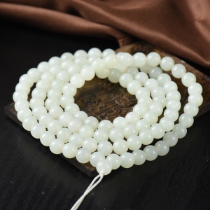 8mm籽料和田白玉108佛珠
