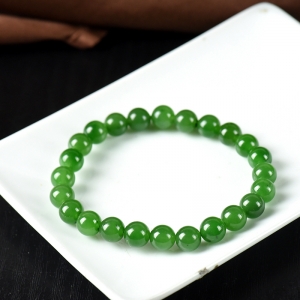 8mm山料和田碧玉单圈手串