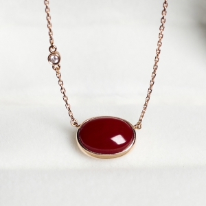 18K阿卡牛血红珊瑚项链