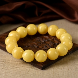 15.5mm鸡油黄蜜蜡单圈手串