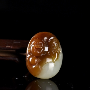 山料糖白玉弥勒佛吊坠