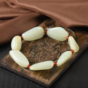 籽料和田玉原石单圈手串