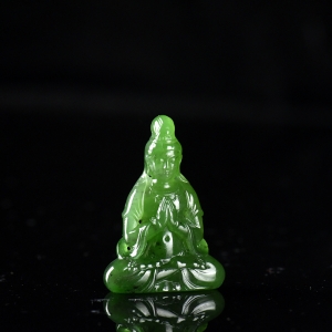 山料和田碧玉观音吊坠