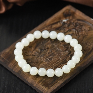 8mm籽料和田白玉单圈手串