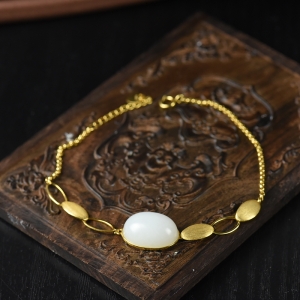 18K籽料和田白玉手链