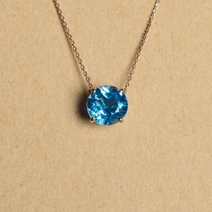 18K瑞士蓝托帕石圆形项链