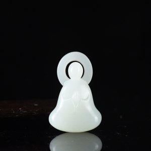 山流水料和田羊脂白玉悟道吊坠