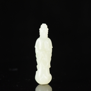 籽料和田白玉观音吊坠